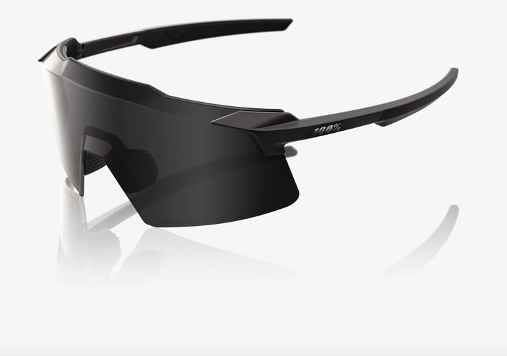 100% Aerocraft Sunglasses, Matte Black Frame - Black Mirror Lens