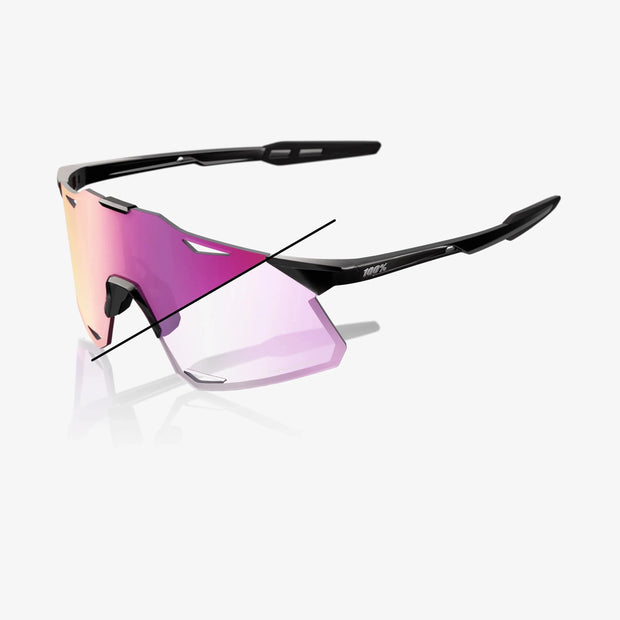 100% Hypercraft Gloss Black Sunglasses Purple Mirror Photochromic Lens
