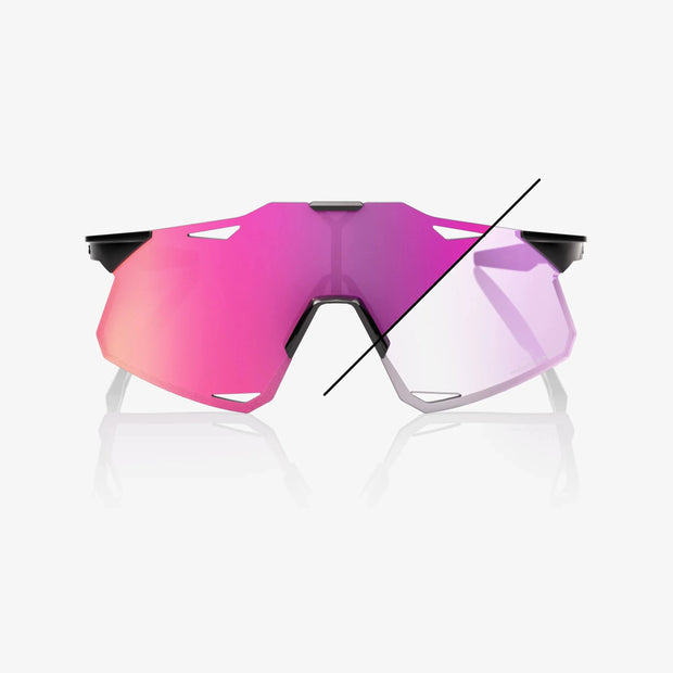 100% Hypercraft Gloss Black Sunglasses Purple Mirror Photochromic Lens
