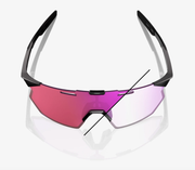 100% Hypercraft SQ Gloss Black Sunglasses, Purple Mirror Photochromic Lens