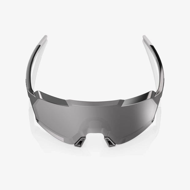 100% Korbin Sunglasses, Gloss Black Chrome HiPER Silver Chrome Mirror Lens