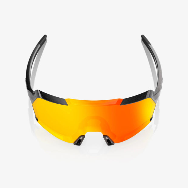 100% Korbin Sunglasses, Gloss Metallic Black HiPER Red Multilayer Mirror Lens