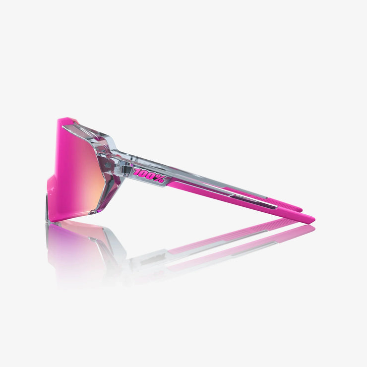 100% Korbin Sunglasses, Polished Translucent Grey Purple Multilayer Mirror Lens