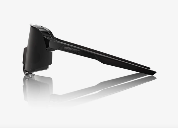 100% S3 Matte Black Gloss Black Sunglasses - Black Mirror Lens