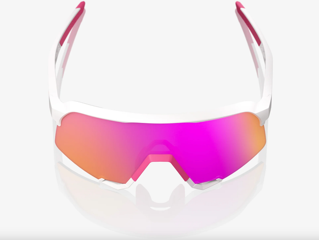 100% S3 Matte White Pink Sunglasses - HiPER Vital Pink Mirror Lens