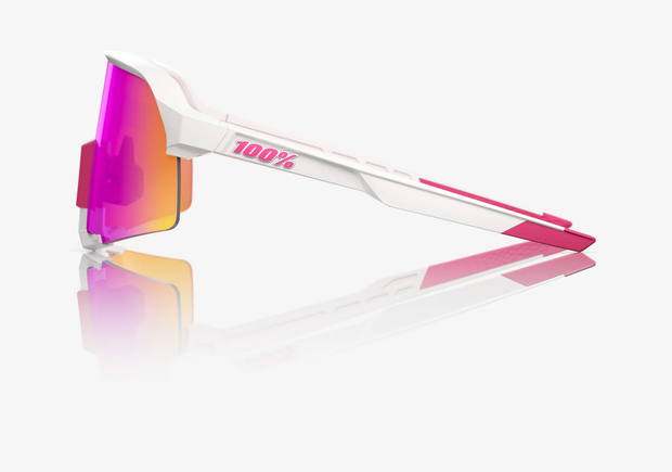 100% S3 Matte White Pink Sunglasses - HiPER Vital Pink Mirror Lens