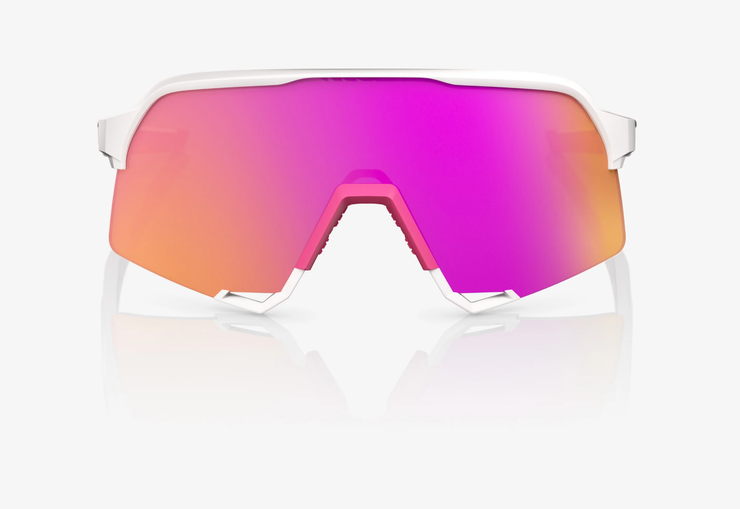 100% S3 Matte White Pink Sunglasses - HiPER Vital Pink Mirror Lens