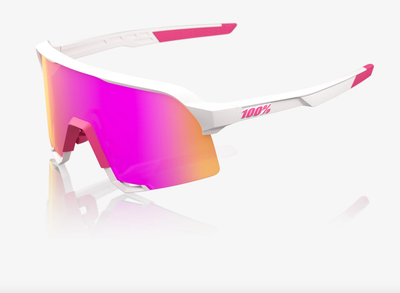 100% S3 Matte White Pink Sunglasses - HiPER Vital Pink Mirror Lens