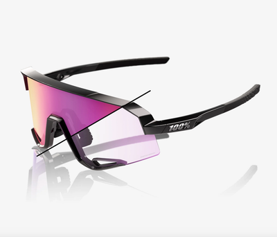 100% Slendale Gloss Black Sunglasses, Purple Mirror Photochromic Lens