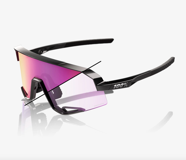 100% Slendale Gloss Black Sunglasses, Purple Mirror Photochromic Lens