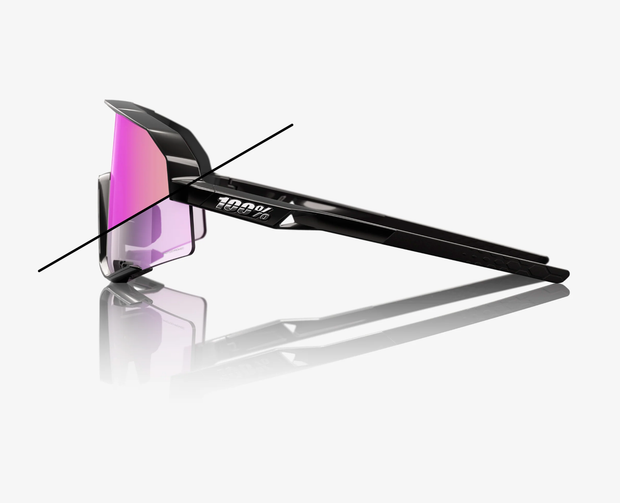 100% Slendale Gloss Black Sunglasses, Purple Mirror Photochromic Lens