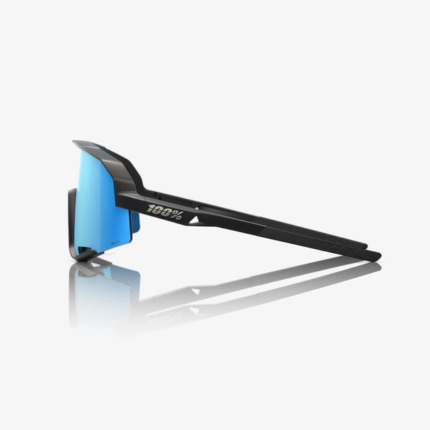 100% Slendale Matte Black Sunglasses, HiPER Blue Multilayer Mirror