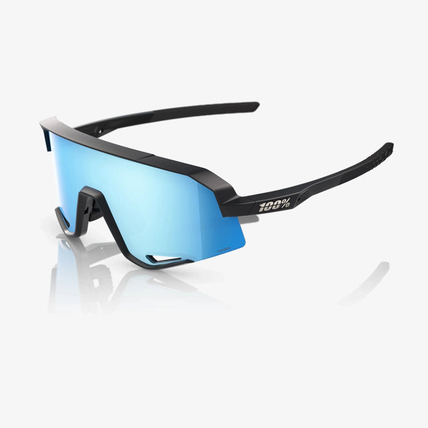 100% Slendale Matte Black Sunglasses, HiPER Blue Multilayer Mirror