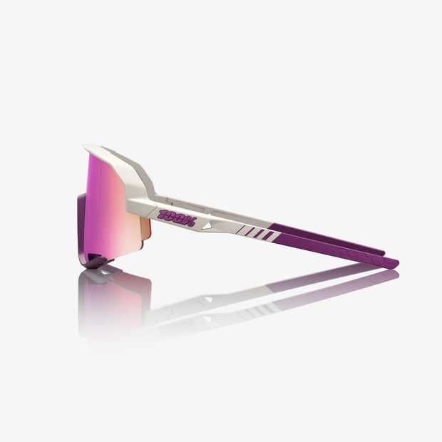 100% Slendale Matte Chalk Sunglasses, Purple Mirror Lens