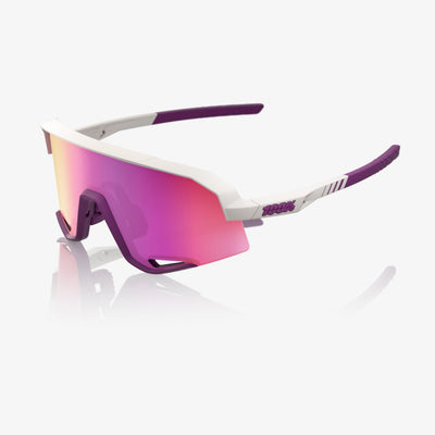 100% Slendale Matte Chalk Sunglasses, Purple Mirror Lens
