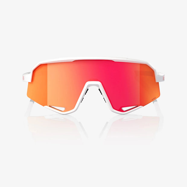 100% Slendale Matte White Sunglasses, Hiper Red Multilayer Mirror Lens