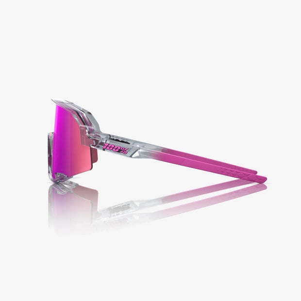 100% Slendale Polished Translucent Grey Sunglasses, Purple Multilayer Mirror Lens