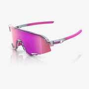 100% Slendale Polished Translucent Grey Sunglasses, Purple Multilayer Mirror Lens