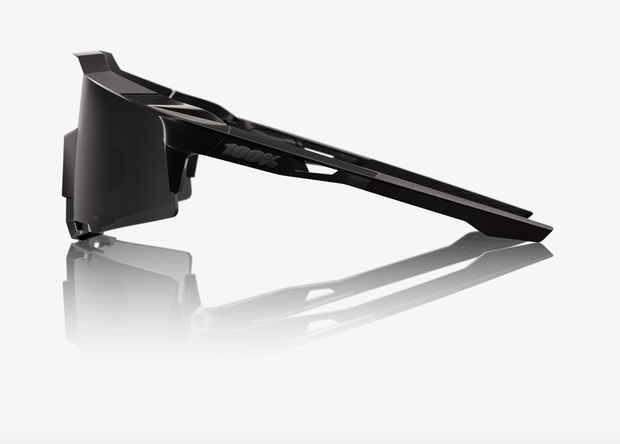 100% Speedcraft Matte Black Gloss Black Sunglasses, Black Mirror Lens