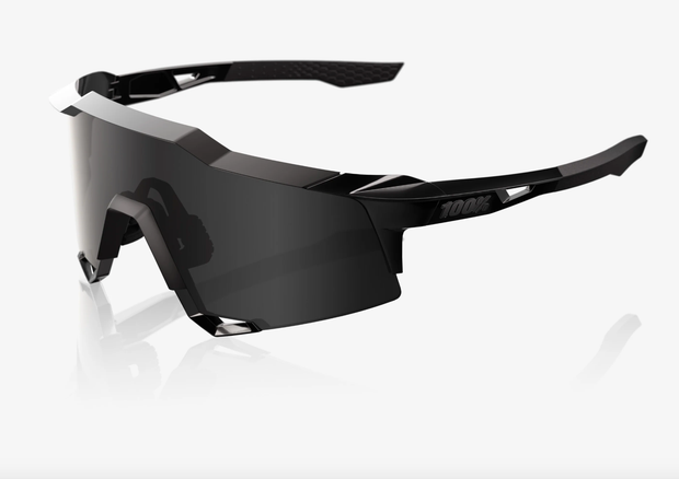 100% Speedcraft Matte Black Gloss Black Sunglasses, Black Mirror Lens