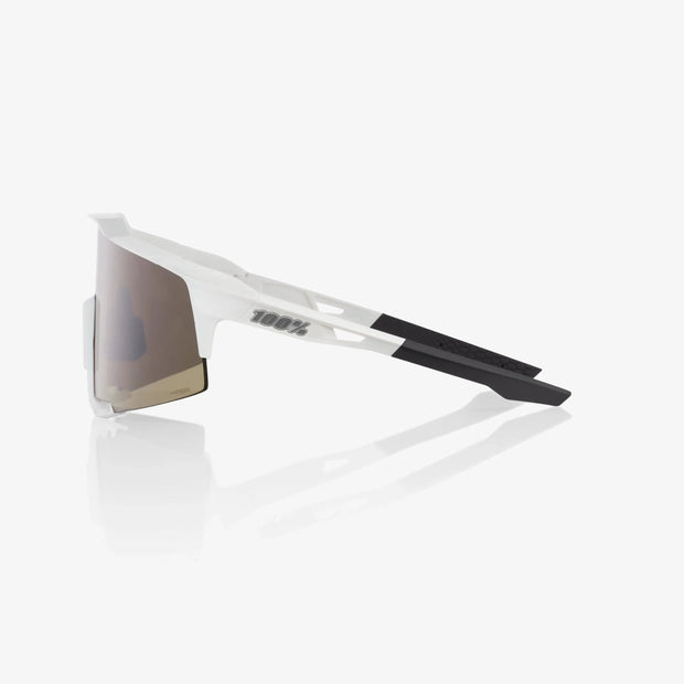 100% Speedcraft Matte White Cycling Sunglasses, Hiper Silver Mirror