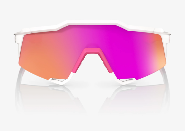 100% Speedcraft Matte White/Pink Sunglasses, HiPER Vital Pink Mirror Lens