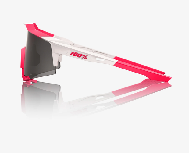 100% Speedcraft Puddy Pink White Sunglasses, Smoke Lens