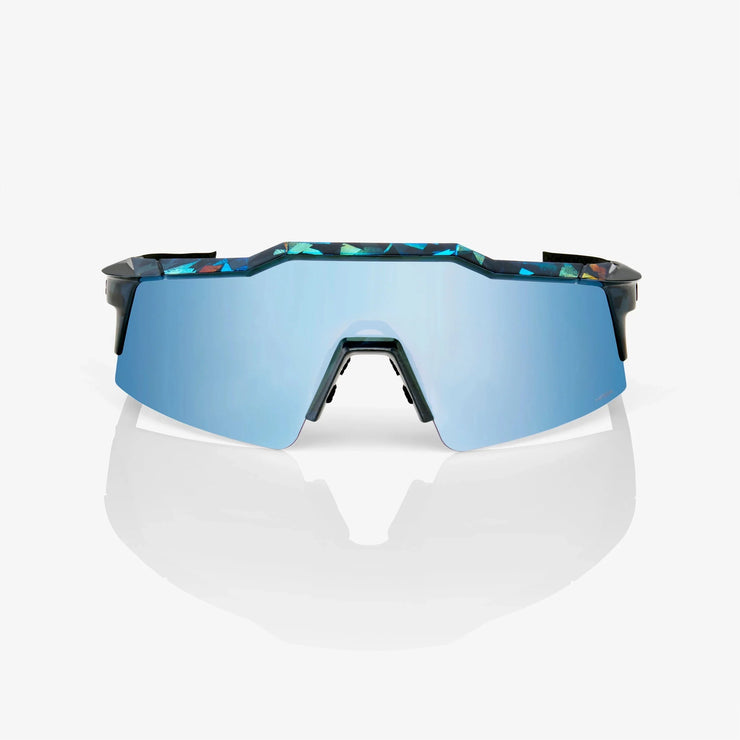 100% Speedcraft SL Black Holographic Sunglasses, HiPER Blue Multilayer Lens