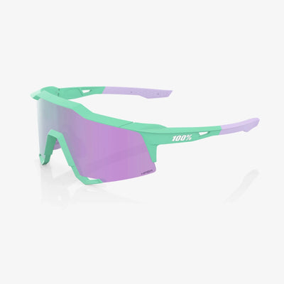 100% Speedcraft Soft Tact Mint Cycling Sunglasses, Hiper Lavender Mirror Lens
