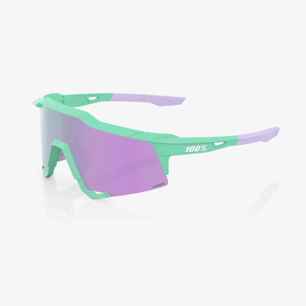 100% Speedcraft Soft Tact Mint Cycling Sunglasses, Hiper Lavender Mirror Lens