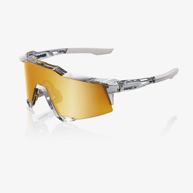 100% Speedcraft Translucent Grey Sunglasses, Flash Gold Mirror Lens