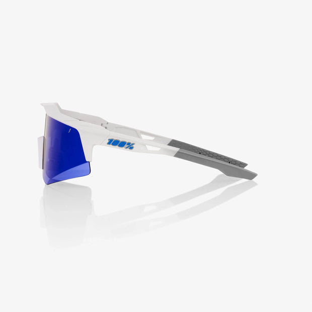 100% Speedcraft XS Matte White Sunglasses, Blue Multilayer Lens