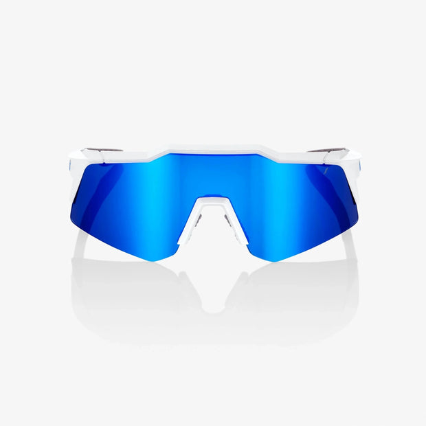 100% Speedcraft XS Matte White Sunglasses, Blue Multilayer Lens