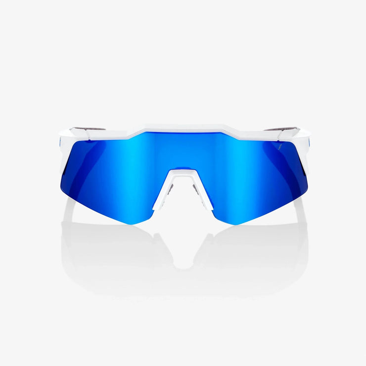 100% Speedcraft XS Matte White Sunglasses, Blue Multilayer Lens