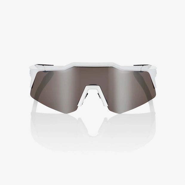 100% Speedcraft XS Matte White Sunglasses, HiPER Silver Mirror Lens
