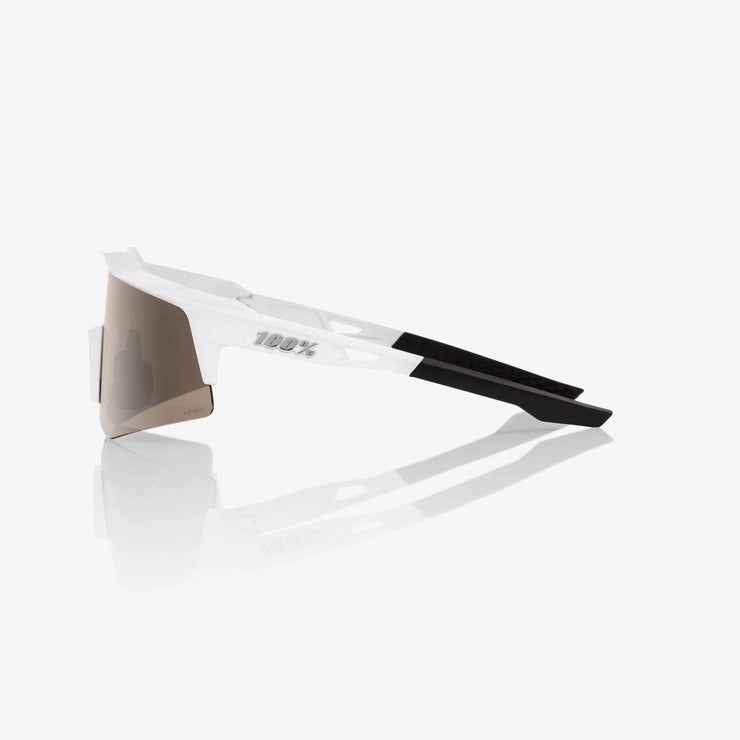 100% Speedcraft XS Matte White Sunglasses, HiPER Silver Mirror Lens