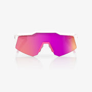 100% Speedcraft XS Matte White Sunglasses Pink HiPER Vital Pink Mirror Lens