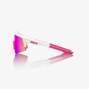 100% Speedcraft XS Matte White Sunglasses Pink HiPER Vital Pink Mirror Lens