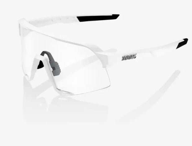 100% S3 Matte White Cycling Sunglasses - Hyper Silver Mirror Lens