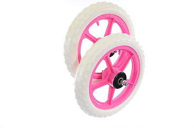 TWO FRONT 12" (300mm) PINK MAG WHEELS FOR SCOOTERS,TROLLEYS, GO KARTS ETC