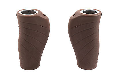VELO ATTUNE SILICONE LOCK ON GRIPSHIFT HANDLEBAR GRIPS PAIR SHORT 95mm BROWN