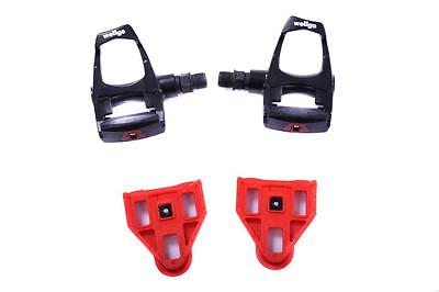 WELLGO LOOK COMPATIBLE CYCLE PEDAL SET CLIPLESS BLACK + RED CLEATS (15557)