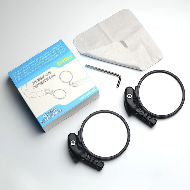 BriskMore Bike Mirrors, HD Glass Convex Lens Bicycle Rearview Mirror, 2PCS Safe Cycling Rear View Mirror