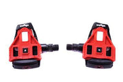 WELLGO LOOK COMPATIBLE CYCLE PEDAL SET CLIPLESS BLACK + RED CLEATS (15557)