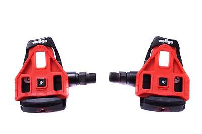 WELLGO LOOK COMPATIBLE CYCLE PEDAL SET CLIPLESS BLACK + RED CLEATS (15557)