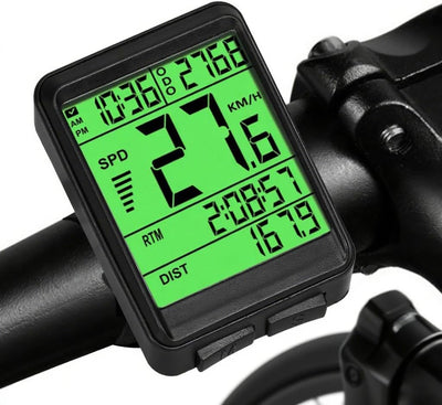 Brenth Bike Computer,Universal IPX7 Waterproof Bike Speedometer,Bike Speedometer Wireless with LCD Backlight Display,Automatic Start/Stop,Black Cycle Computer for All Bikes,Outdoor Bike Accessories
