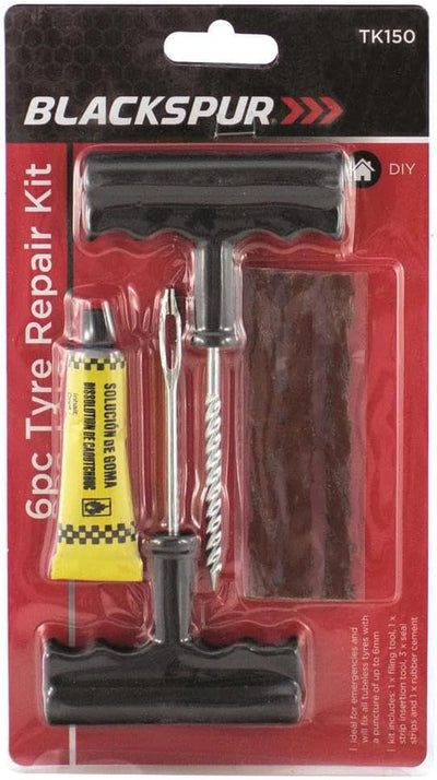 6-Piece Tyre Repair Kit – Quick & Easy Puncture Repair Tool Set for Cars, Trucks & Bikes – Complete Emergency Roadside Fix, Universal Tubeless Tyre Patch Kit