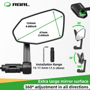 RBRL Extra Large Bicycle Mirror, 360 Adjustable Shatterproof and Durable Bar End Rear View Mirror for E-Bike (Right)