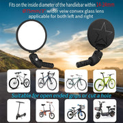 BriskMore Bike Mirrors, HD Glass Convex Lens Bicycle Rearview Mirror, 2PCS Safe Cycling Rear View Mirror