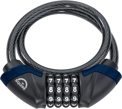 Squire Locks Kilda Combi 10/600 Integrated Bike Cable Lock – 4-Wheel Combination Lightweight Bike Lock – Tough Cable Bike Lock – 600 mm Locking Length – 10 mm Diameter Cable